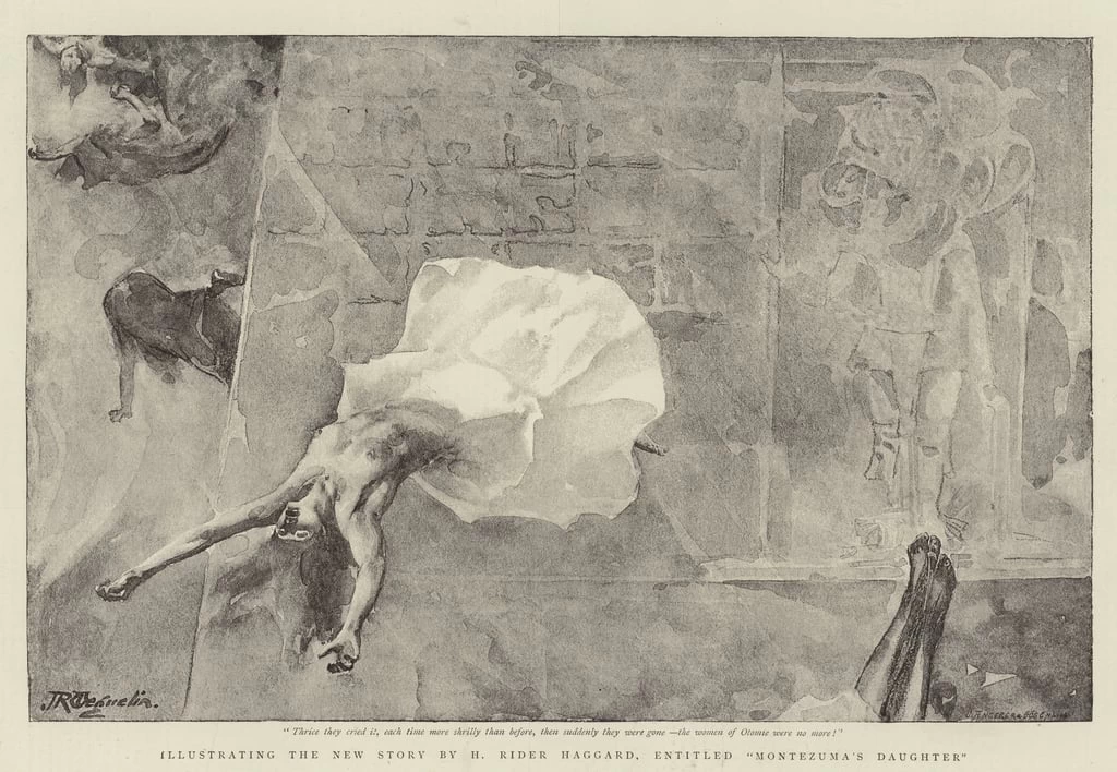 Illustrando la nuova storia di H Rider Haggard, intitolata La figlia di Montezuma 1